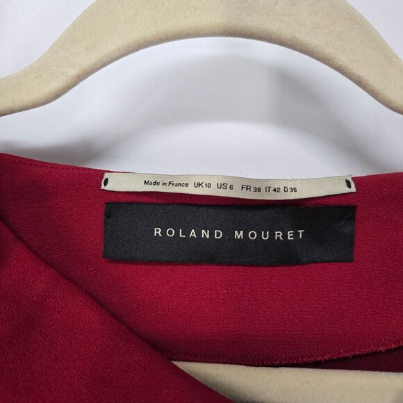 Roland Mouret Red Sheath Dress Cocktail Ruched Side Holiday Classic Women's Sz 6 - Picture 8 of 9